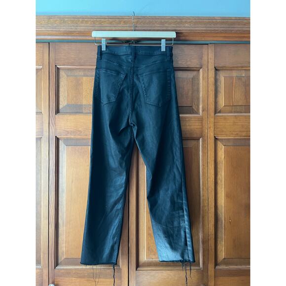 Abercrombie & Fitch Women's Ankle Straight High Rise Coated Jeans Black SZ 28/6 - Picture 6 of 9
